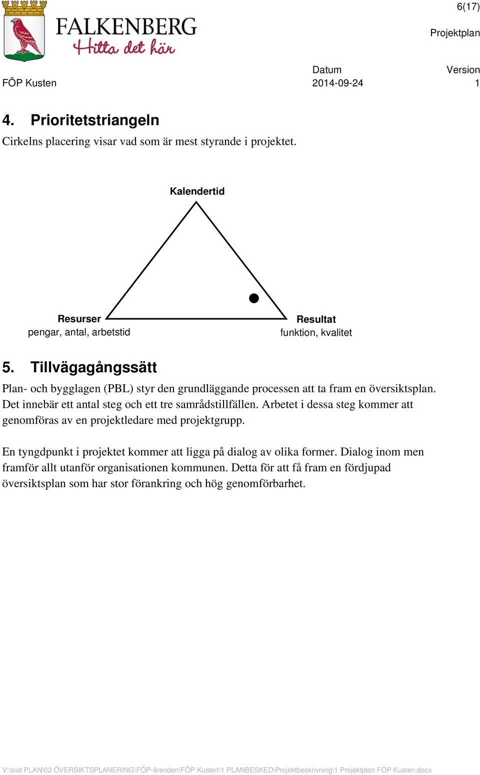 Arbetet i dessa steg kommer att genomföras av en projektledare med projektgrupp. En tyngdpunkt i projektet kommer att ligga på dialog av olika former.