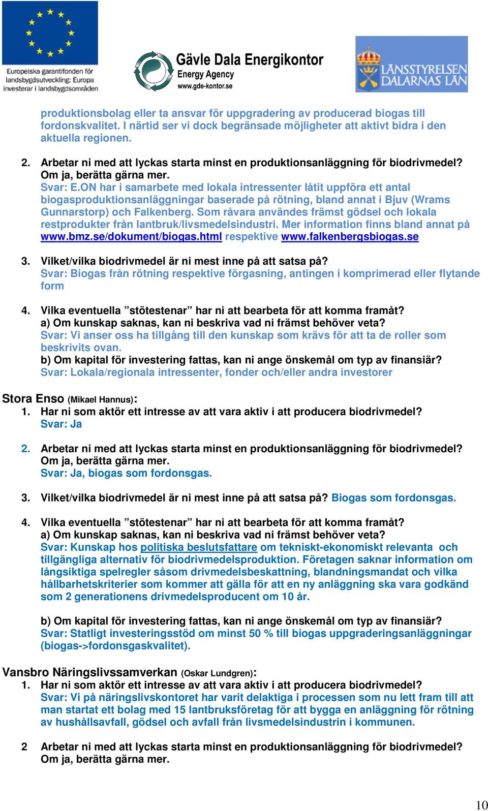 ON har i samarbete med lokala intressenter låtit uppföra ett antal biogasproduktionsanläggningar baserade på rötning, bland annat i Bjuv (Wrams Gunnarstorp) och Falkenberg.