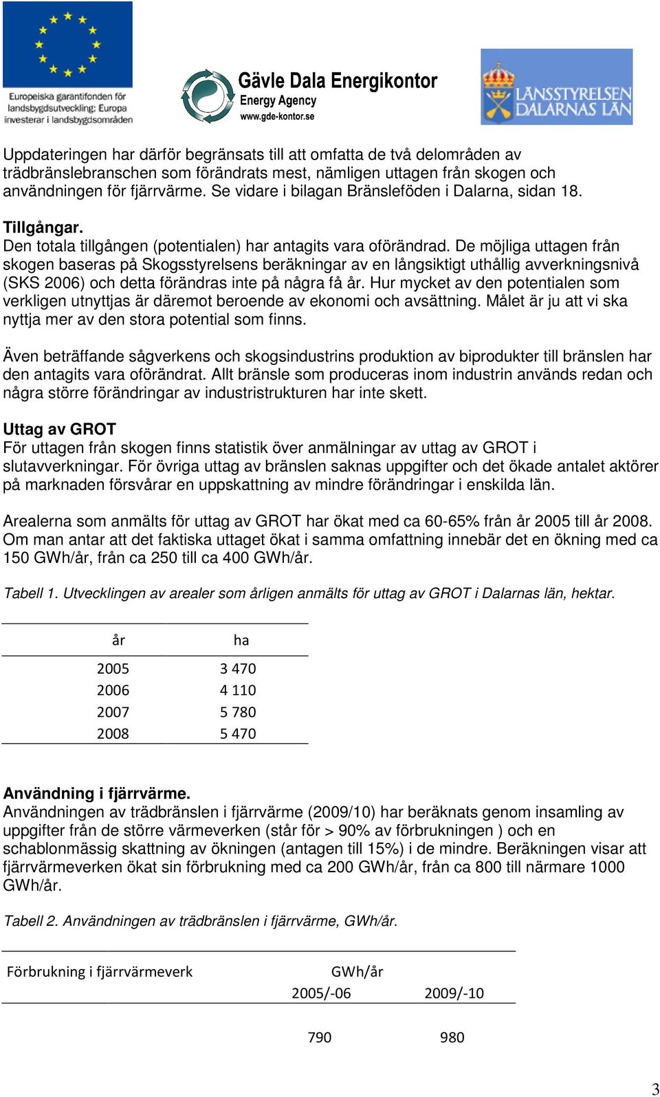 De möjliga uttagen från skogen baseras på Skogsstyrelsens beräkningar av en långsiktigt uthållig avverkningsnivå (SKS 2006) och detta förändras inte på några få år.