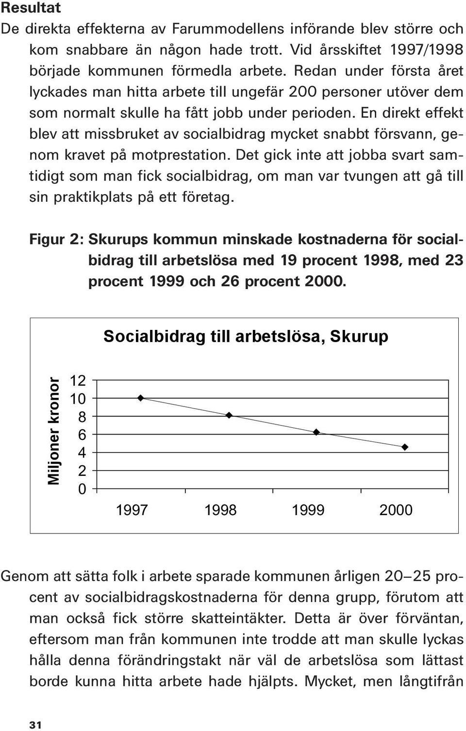 En direkt effekt blev att missbruket av socialbidrag mycket snabbt försvann, genom kravet på motprestation.