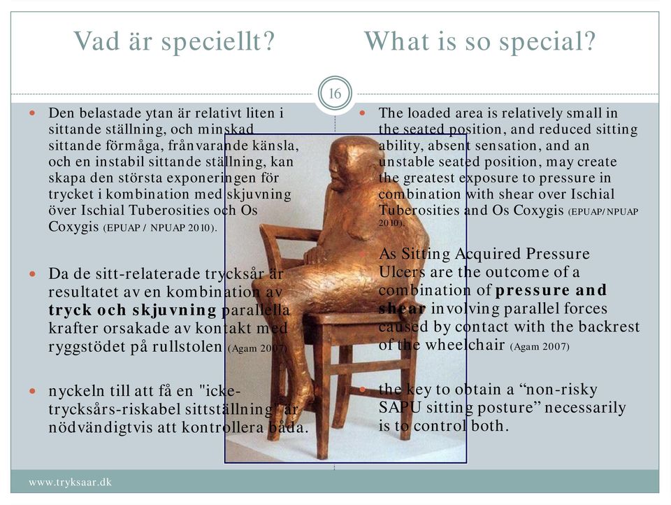 kombination med skjuvning över Ischial Tuberosities och Os Coxygis (EPUAP / NPUAP 2010).