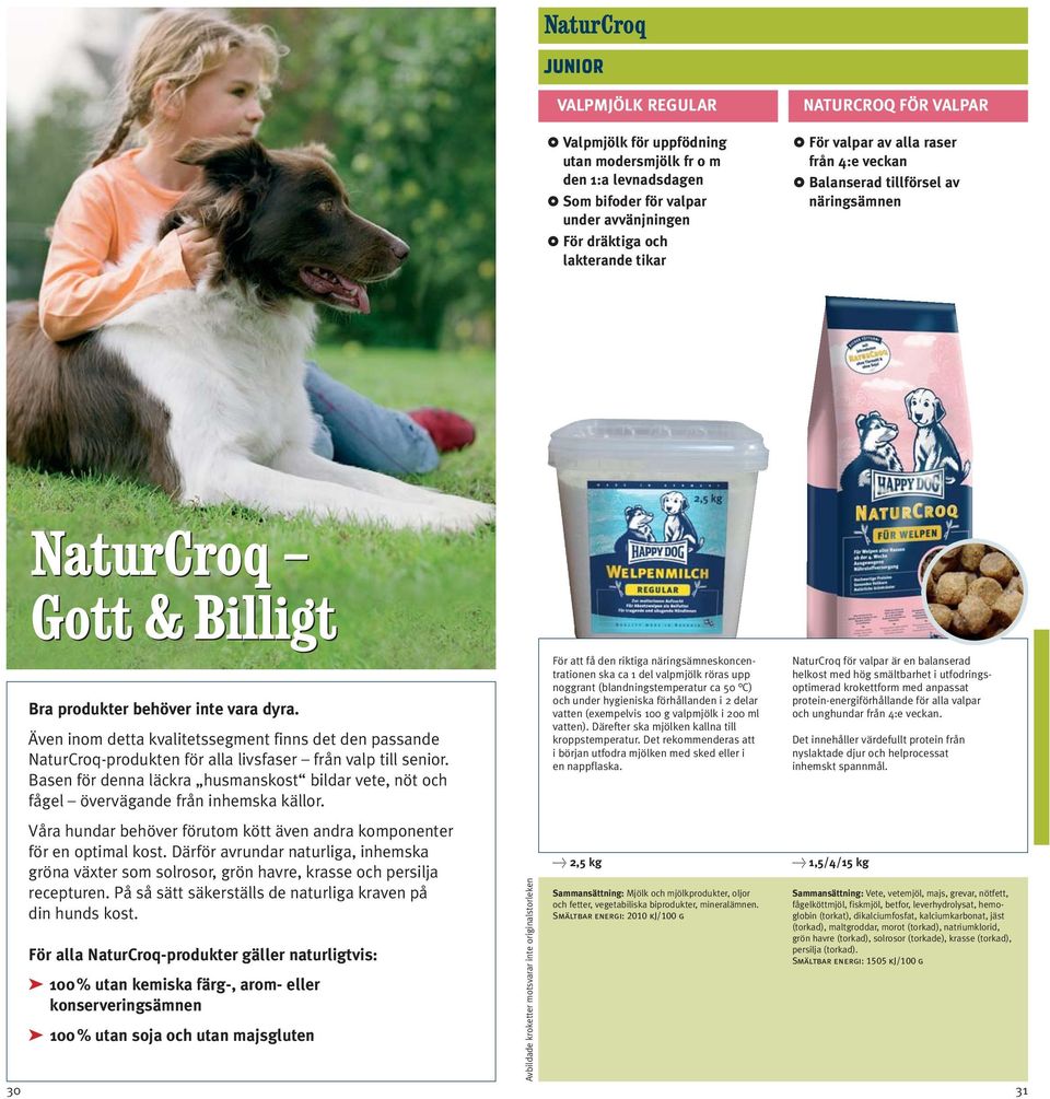 Även inom detta kvalitetssegment finns det den passande NaturCroq-produkten för alla livsfaser från valp till senior.