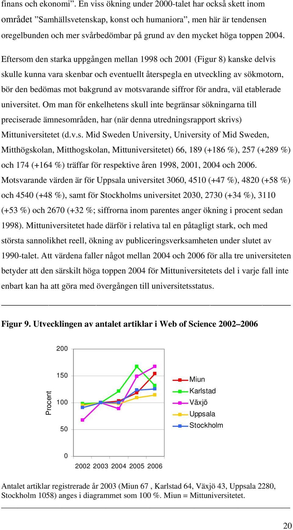 Eftersom den starka uppgången mellan 1998 och 2001 (Figur 8) kanske delvis skulle kunna vara skenbar och eventuellt återspegla en utveckling av sökmotorn, bör den bedömas mot bakgrund av motsvarande