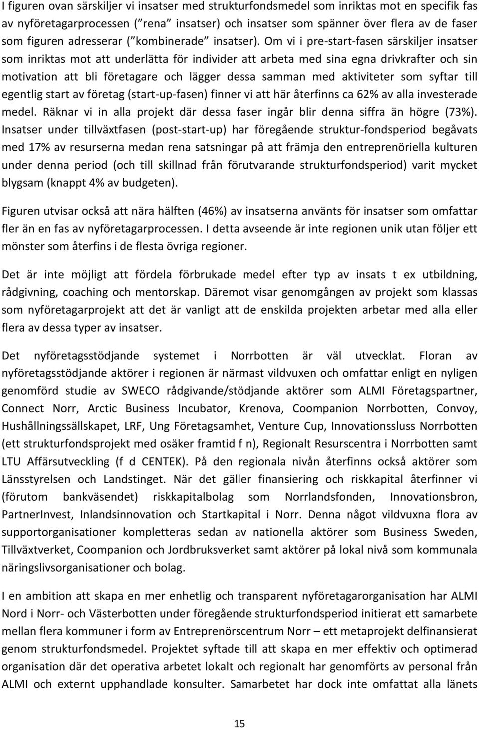 Om vi i pre-start-fasen särskiljer insatser som inriktas mot att underlätta för individer att arbeta med sina egna drivkrafter och sin motivation att bli företagare och lägger dessa samman med