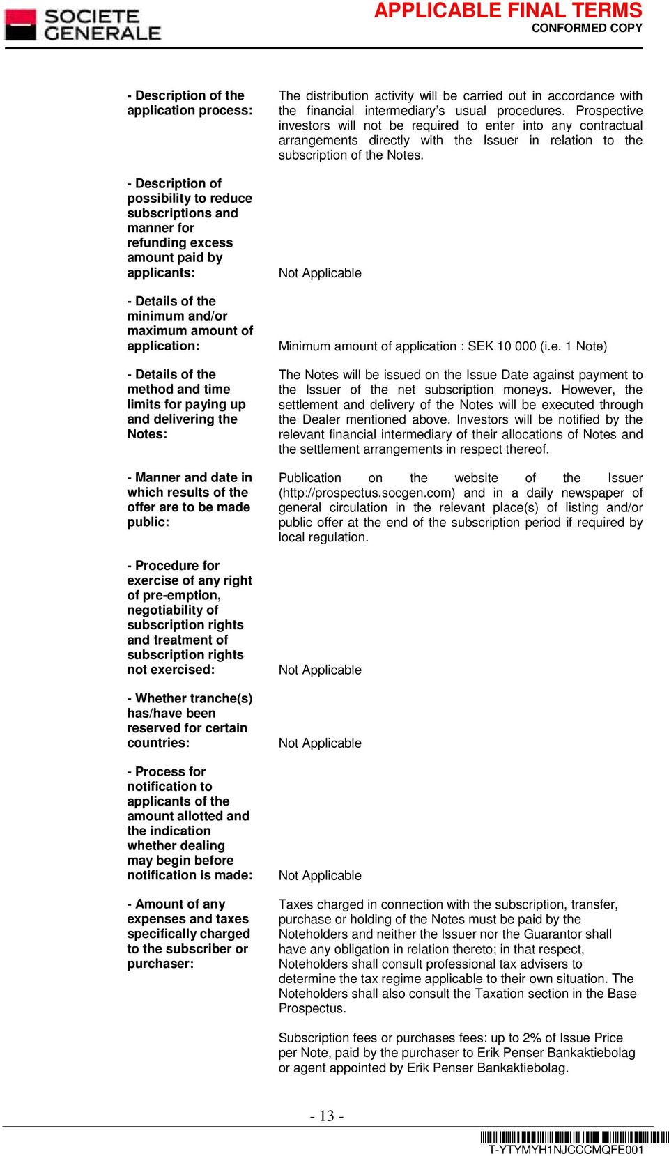 of any right of pre-emption, negotiability of subscription rights and treatment of subscription rights not exercised: - Whether tranche(s) has/have been reserved for certain countries: - Process for