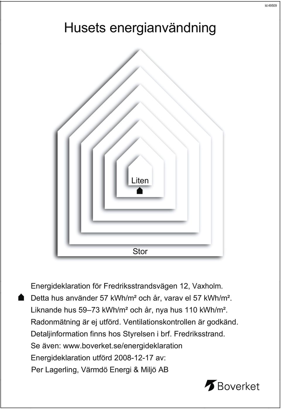 Radonmätning är ej utförd. Ventilationskontrollen är godkänd. Detaljinformation finns hos Styrelsen i brf.