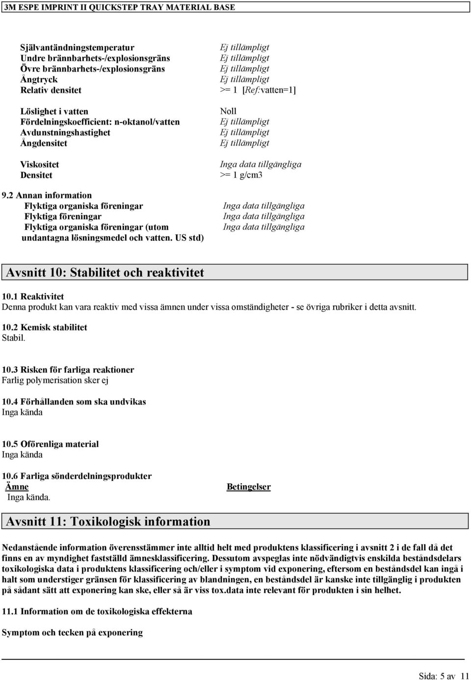 2 Annan information Flyktiga organiska föreningar Flyktiga föreningar Flyktiga organiska föreningar (utom undantagna lösningsmedel och vatten.