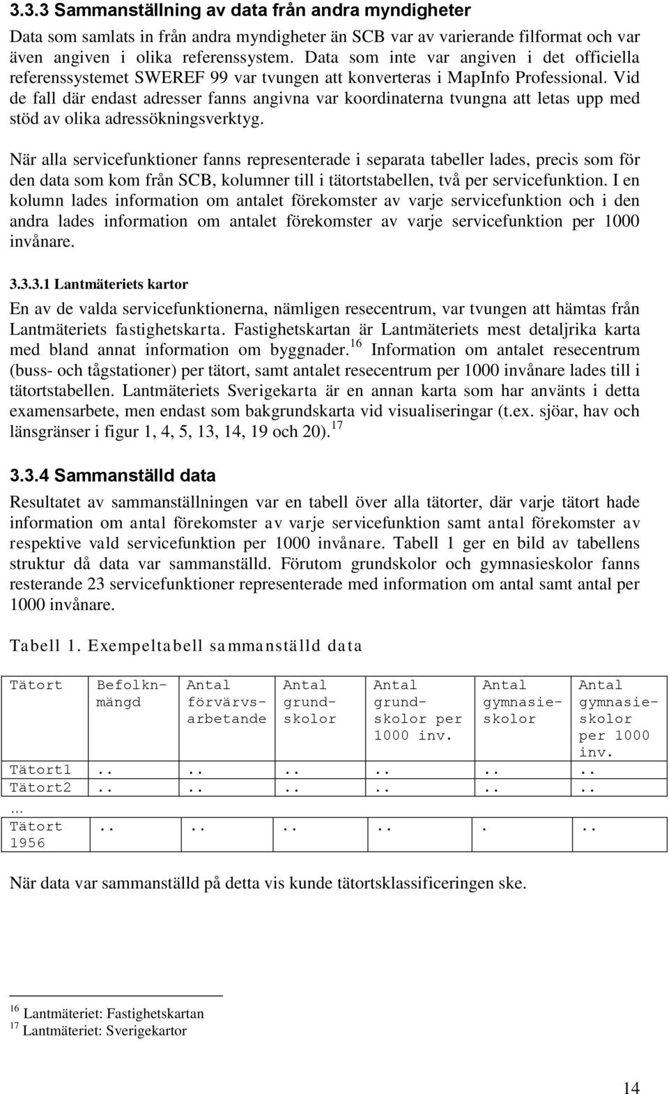 Vid de fall där endast adresser fanns angivna var koordinaterna tvungna att letas upp med stöd av olika adressökningsverktyg.