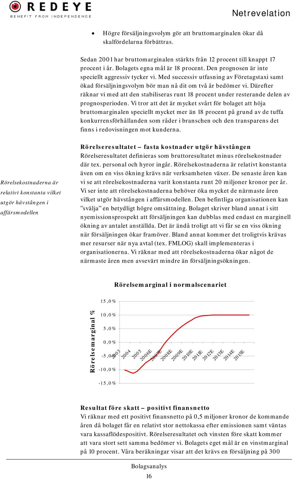 Därefter räknar vi med att den stabiliseras runt 18 procent under resterande delen av prognosperioden.