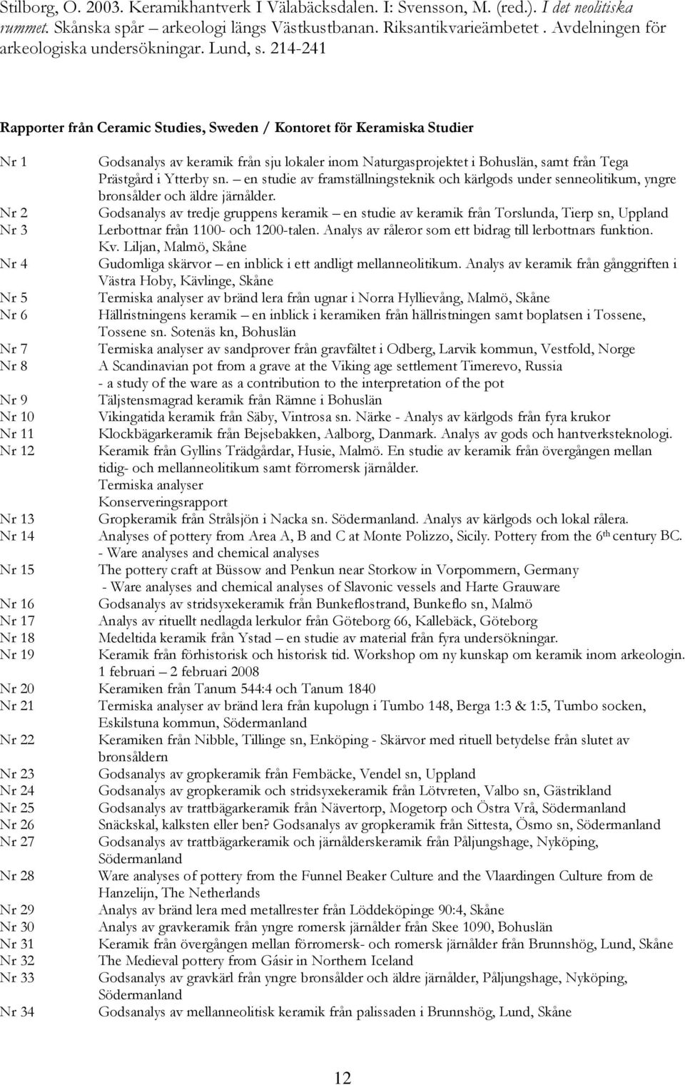 214-241 Rapporter från Ceramic Studies, Sweden / Kontoret för Keramiska Studier Nr 1 Nr 2 Nr 3 Nr 4 Nr 5 Nr 6 Nr 7 Nr 8 Nr 9 Nr 10 Nr 11 Nr 12 Nr 13 Nr 14 Nr 15 Nr 16 Nr 17 Nr 18 Nr 19 Godsanalys av