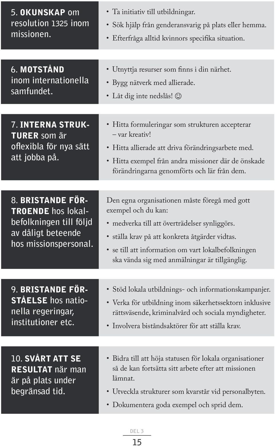 Låt dig inte nedslås! J 7. INTERNA STRUK TURER som är oflexibla för nya sätt att jobba på. Hitta formuleringar som strukturen accepterar var kreativ! Hitta allierade att driva förändringsarbete med.