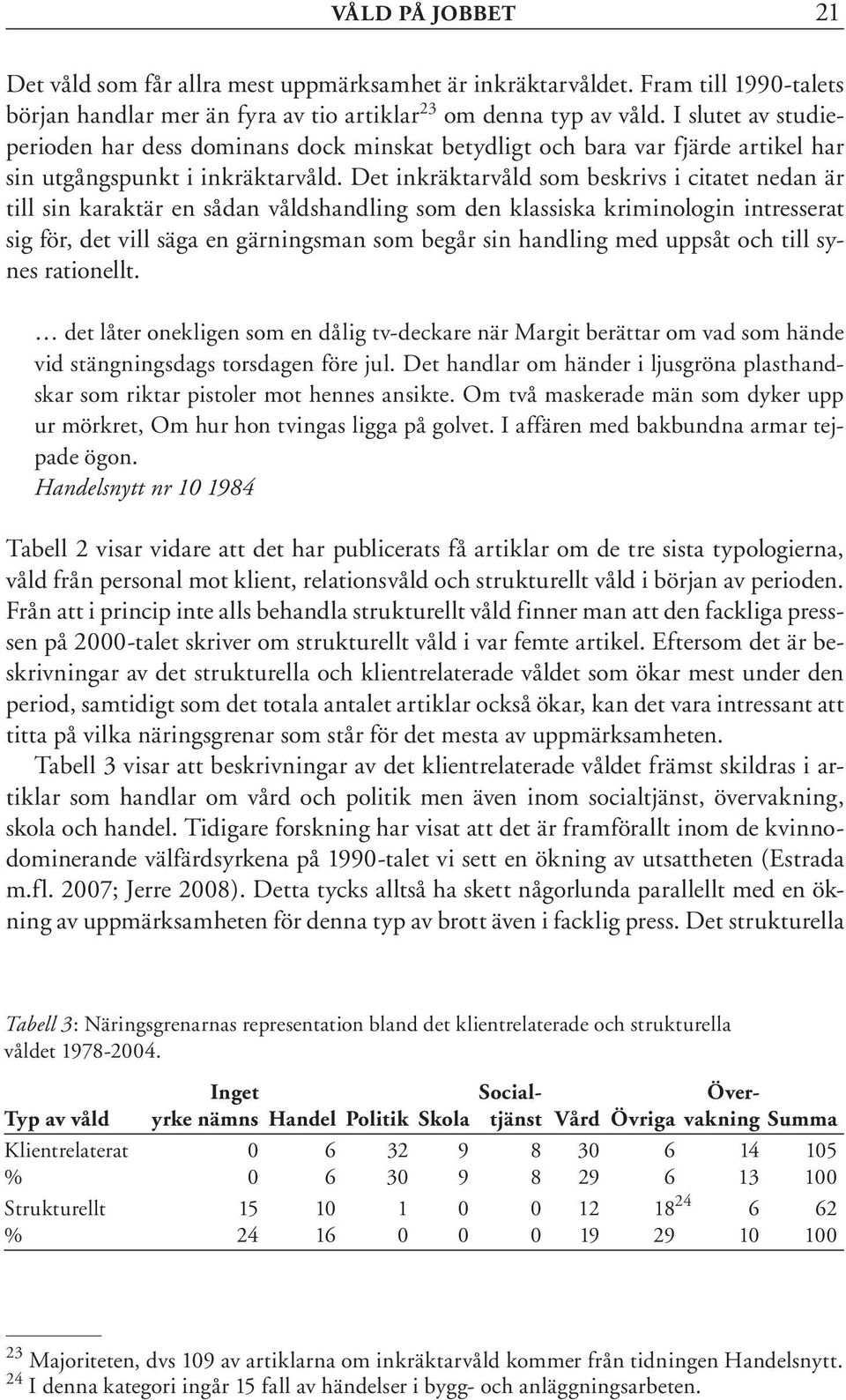 Det inkräktarvåld som beskrivs i citatet nedan är till sin karaktär en sådan våldshandling som den klassiska kriminologin intresserat sig för, det vill säga en gärningsman som begår sin handling med