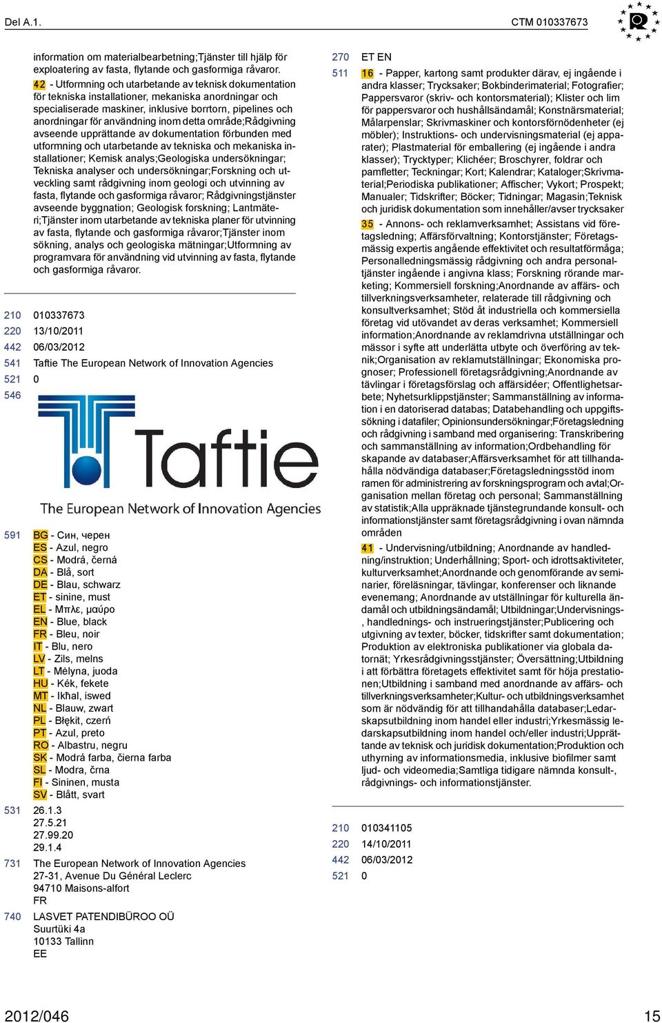 inom detta område;rådgivning avseende upprättande av dokumentation förbunden med utformning och utarbetande av tekniska och mekaniska installationer; Kemisk analys;geologiska undersökningar; Tekniska