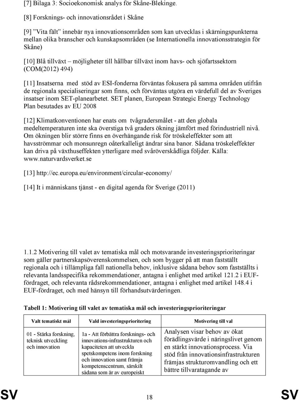 innovationsstrategin för Skåne) [10] Blå tillväxt möjligheter till hållbar tillväxt inom havs- och sjöfartssektorn (COM(2012) 494) [11] Insatserna med stöd av ESI-fonderna förväntas fokusera på samma