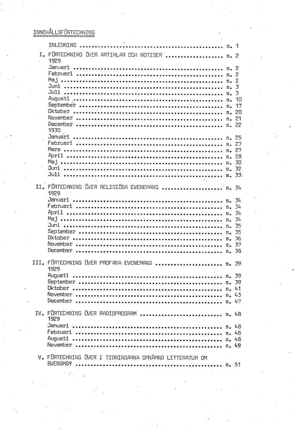 33. 11.' FORTECKNING BUER RELIGIOCA EVENENANG... s. 34 1929 Januari...0... s 34 Februari...e...O... s. 34 April S. 34 Maj... s 34 Juni... s 35 September...e.a... s 35 Oktober...e... s 36 November...e... s 37 December.
