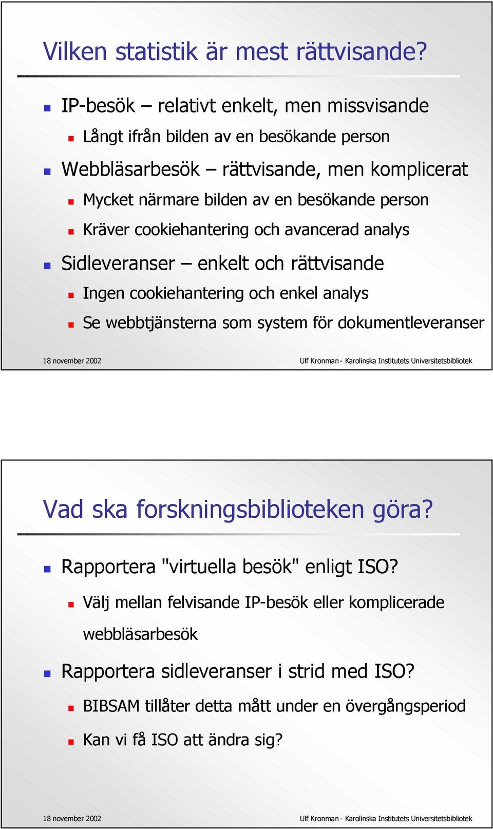 besökande person Kräver cookiehantering och avancerad analys Sidleveranser enkelt och rättvisande Ingen cookiehantering och enkel analys Se webbtjänsterna som