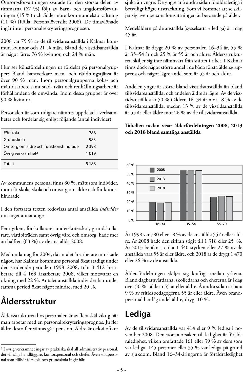 Bland de visstidsanställda är något färre, 76 % kvinnor, och 24 % män. Hur ser könsfördelningen ut fördelat på personalgrupper? Bland hantverkare m.m. och räddningstjänst är över 90 % män.