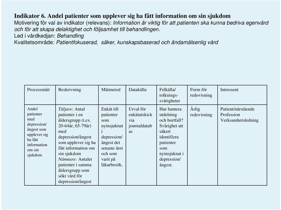 delaktighet och följsamhet till behandlingen.