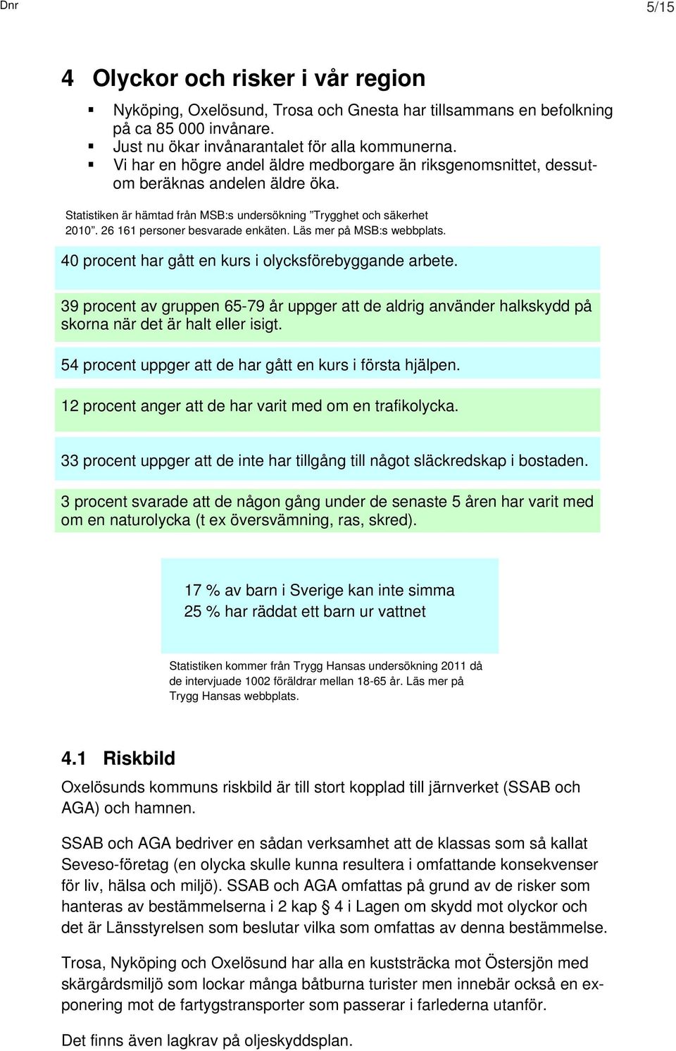 26 161 personer besvarade enkäten. Läs mer på MSB:s webbplats. 40 procent har gått en kurs i olycksförebyggande arbete.