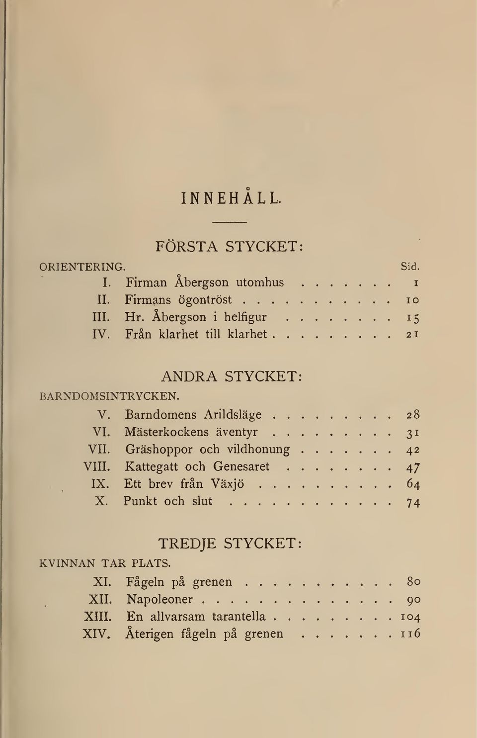 Mästerkockens äventyr 31 VII. Gräshoppor och vildhonung 42 VIII. Kattegatt och Genesaret 47 IX. Ett brev från Växjö 64 X.