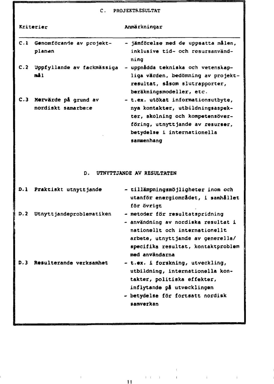 slutrapporter, beräkningsmodeller, etc. t.ex.