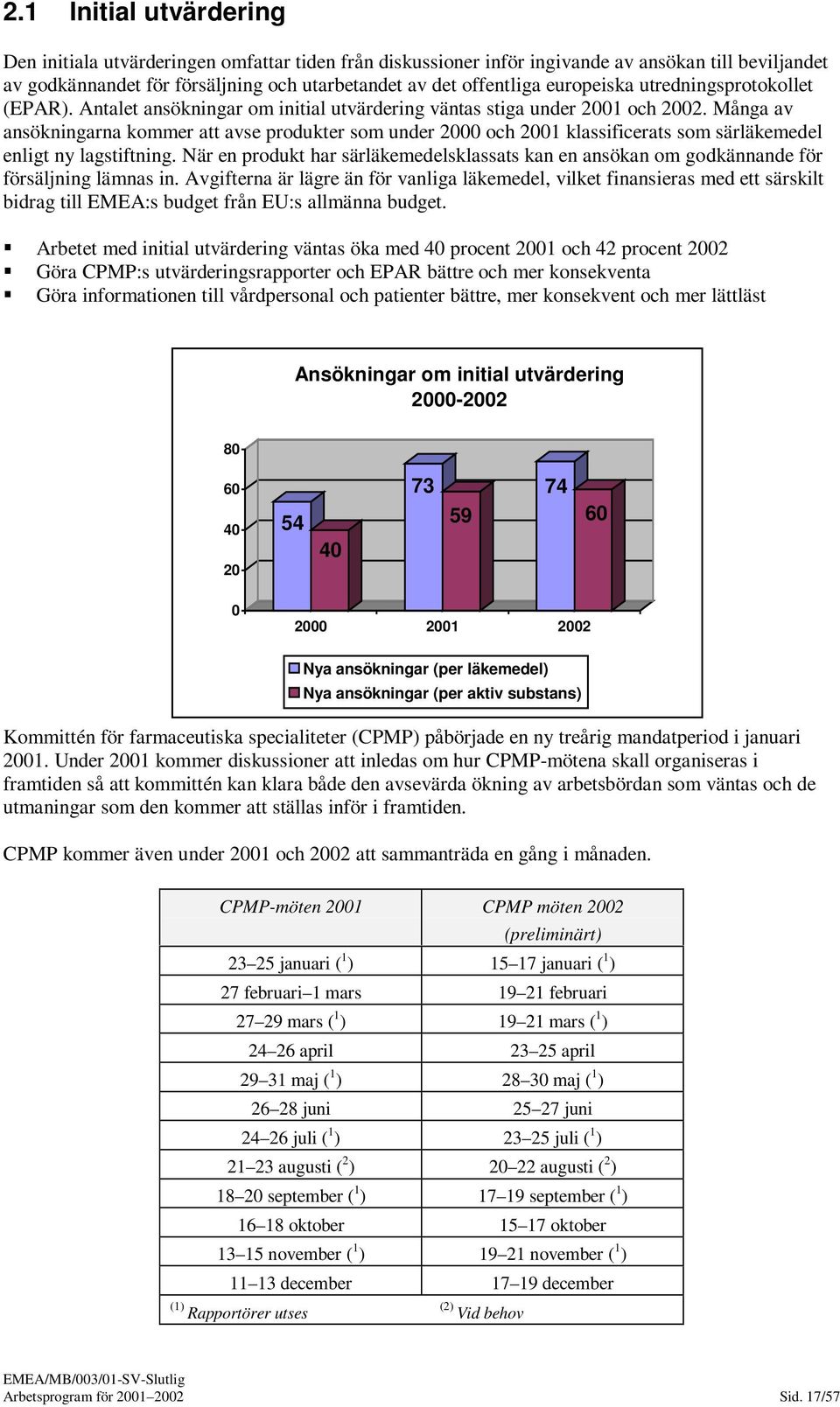 Många av ansökningarna kommer att avse produkter som under 2000 och 2001 klassificerats som särläkemedel enligt ny lagstiftning.