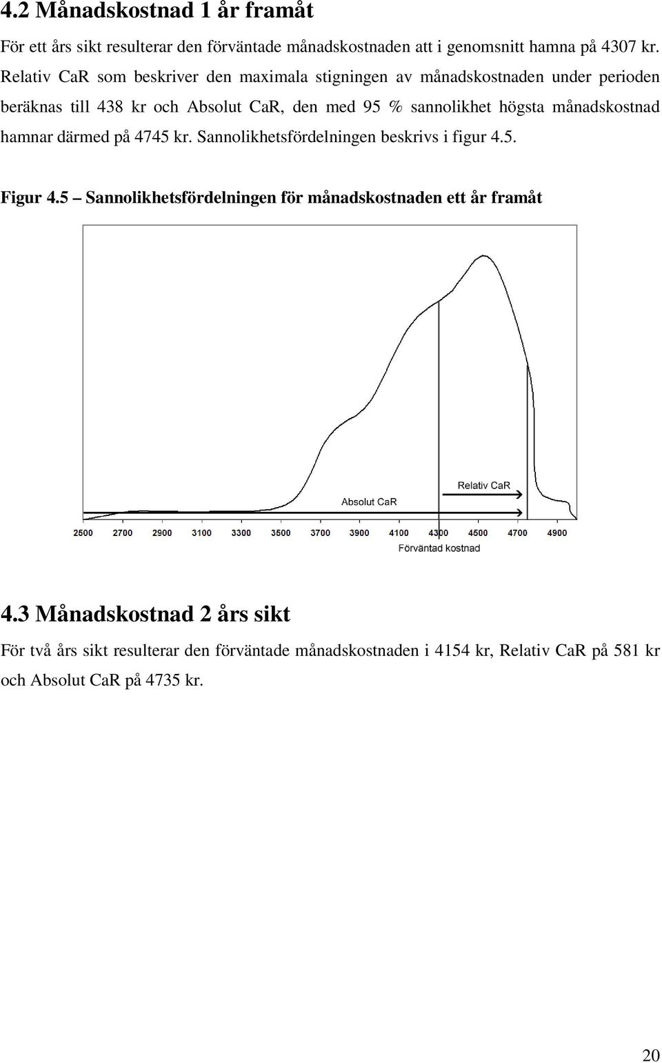 högsta månadskostnad hamnar därmed på 4745 kr. Sannolikhetsfördelningen beskrivs i figur 4.5. Figur 4.