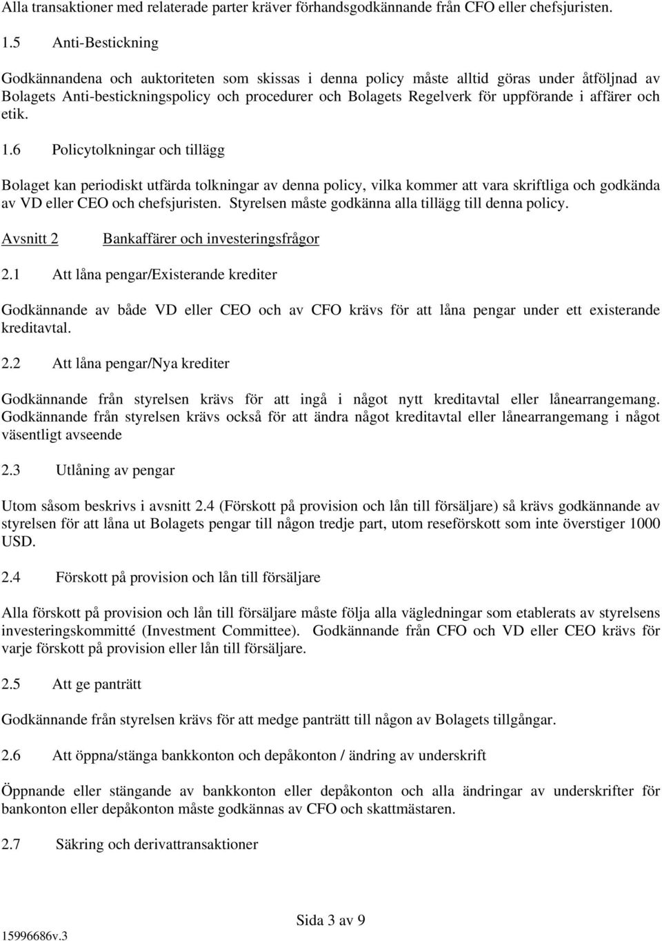 uppförande i affärer och etik. 1.