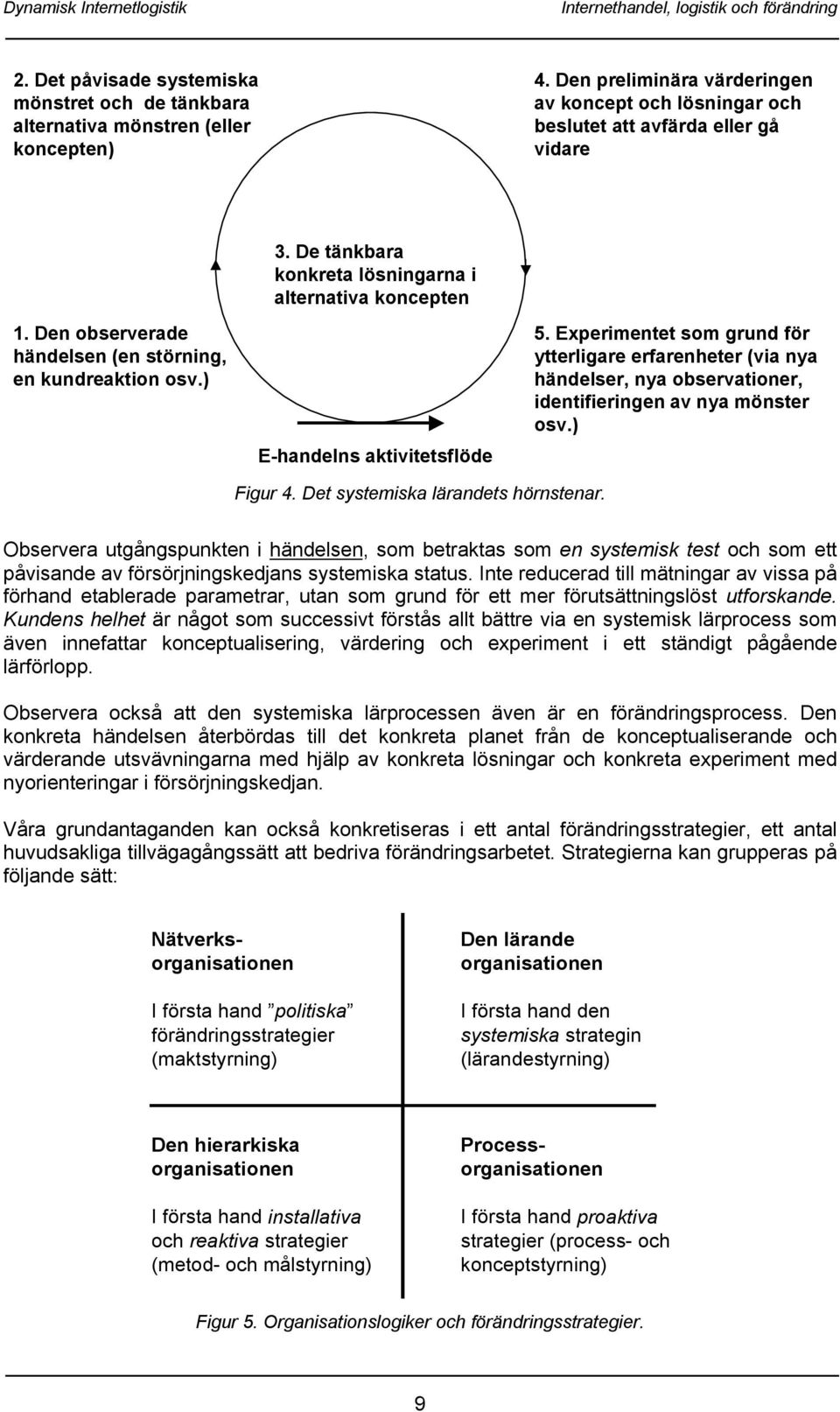 De tänkbara konkreta lösningarna i alternativa koncepten E-handelns aktivitetsflöde 5.