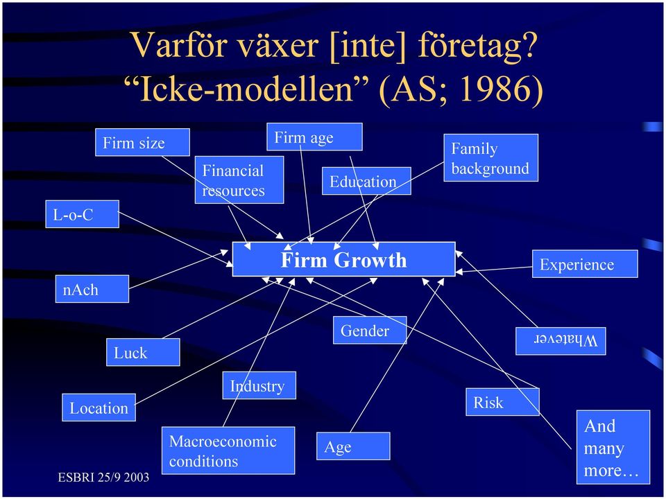 Firm age Education Family background nach Firm Growth Experience