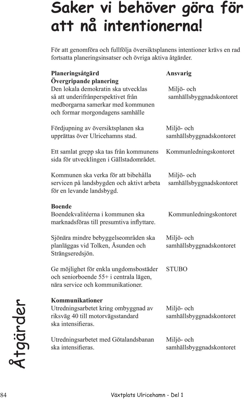översiktsplanen ska upprättas över Ulricehamns stad. Ett samlat grepp ska tas från kommunens sida för utvecklingen i Gällstadområdet.