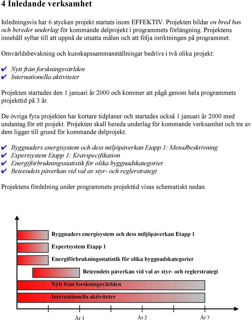 Omvärldsbevakning och kunskapssammanställningar bedrivs i två olika projekt: Nytt från forskningsvärlden Internationella aktiviteter Projekten startades den 1 januari år 2000 och kommer att pågå