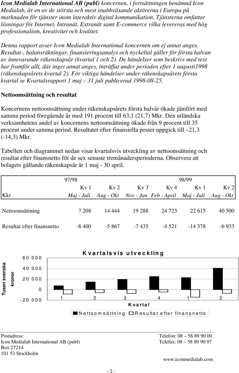 Denna rapport avser Icon Medialab International koncernen om ej annat anges.