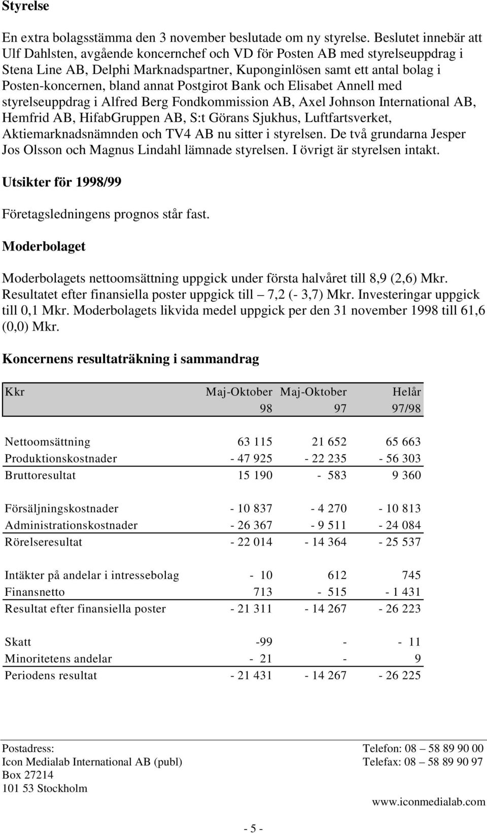 annat Postgirot Bank och Elisabet Annell med styrelseuppdrag i Alfred Berg Fondkommission AB, Axel Johnson International AB, Hemfrid AB, HifabGruppen AB, S:t Görans Sjukhus, Luftfartsverket,