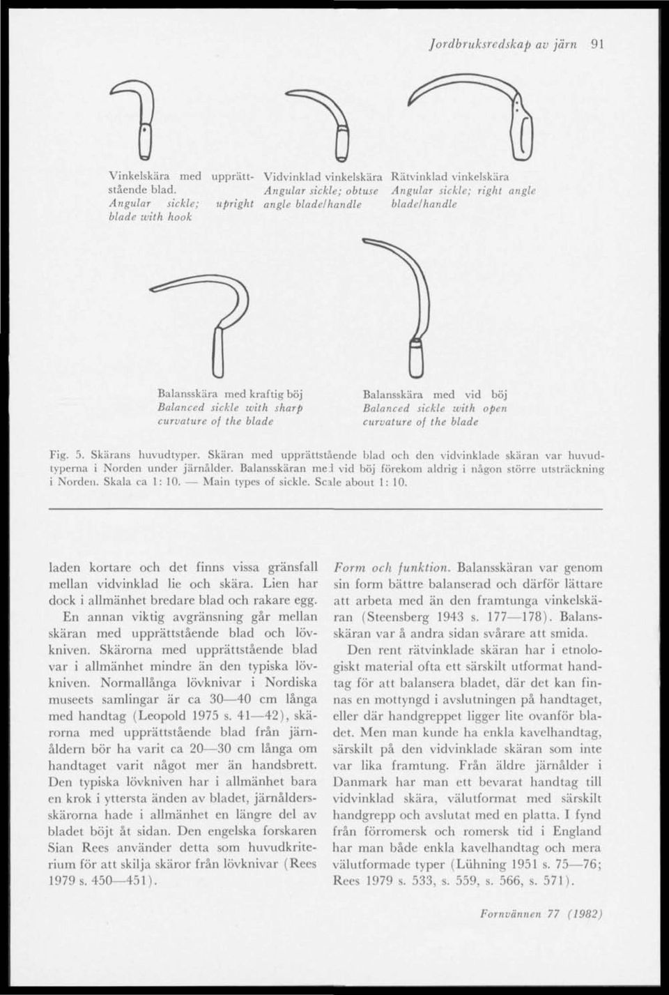 blade Balansskära med vid böj Balanced sickle with open curvature of the blade Fig. 5. Skärans huvudtyper.