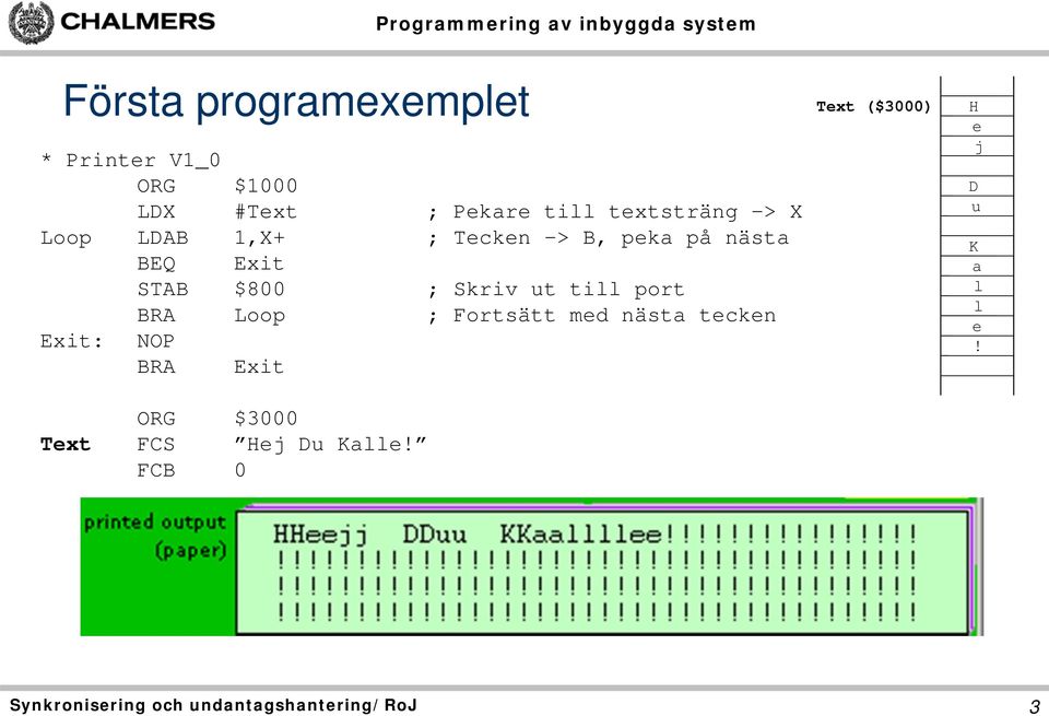 $800 ; Skriv ut till port BRA Loop ; Fortsätt med nästa tecken Exit: NOP