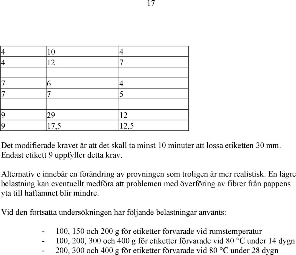 En lägre belastning kan eventuellt medföra att problemen med överföring av fibrer från pappens yta till häftämnet blir mindre.