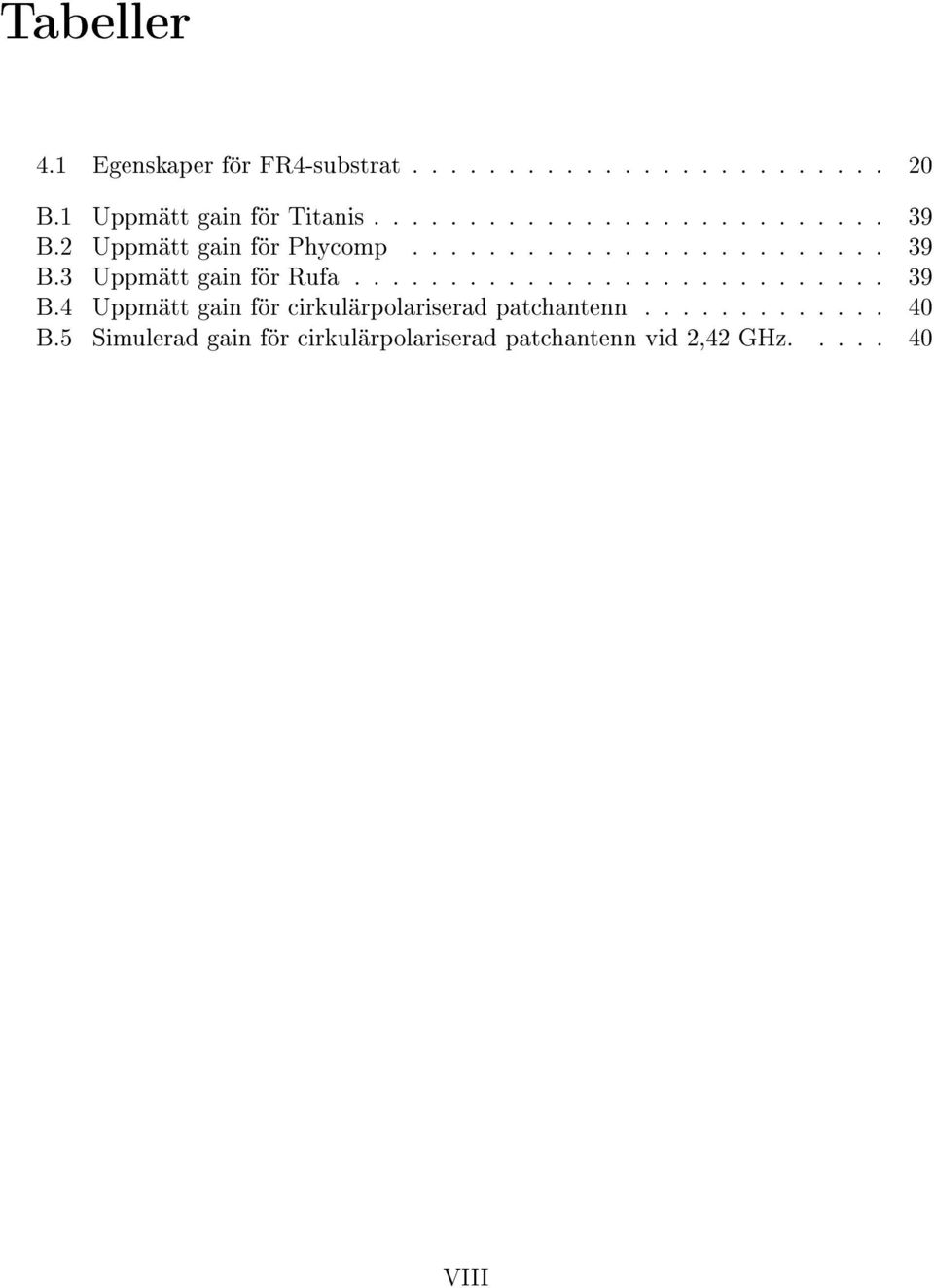 ........................... 39 B.4 Uppmätt gain för cirkulärpolariserad patchantenn............. 40 B.