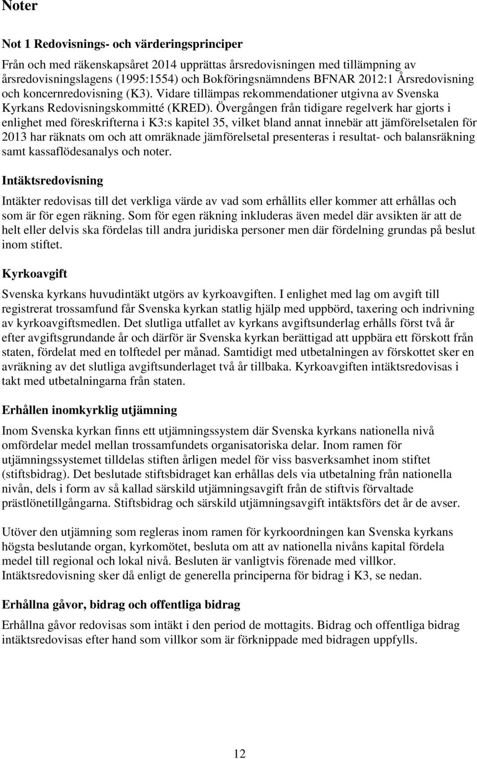 Övergången från tidigare regelverk har gjorts i enlighet med föreskrifterna i K3:s kapitel 35, vilket bland annat innebär att jämförelsetalen för 2013 har räknats om och att omräknade jämförelsetal