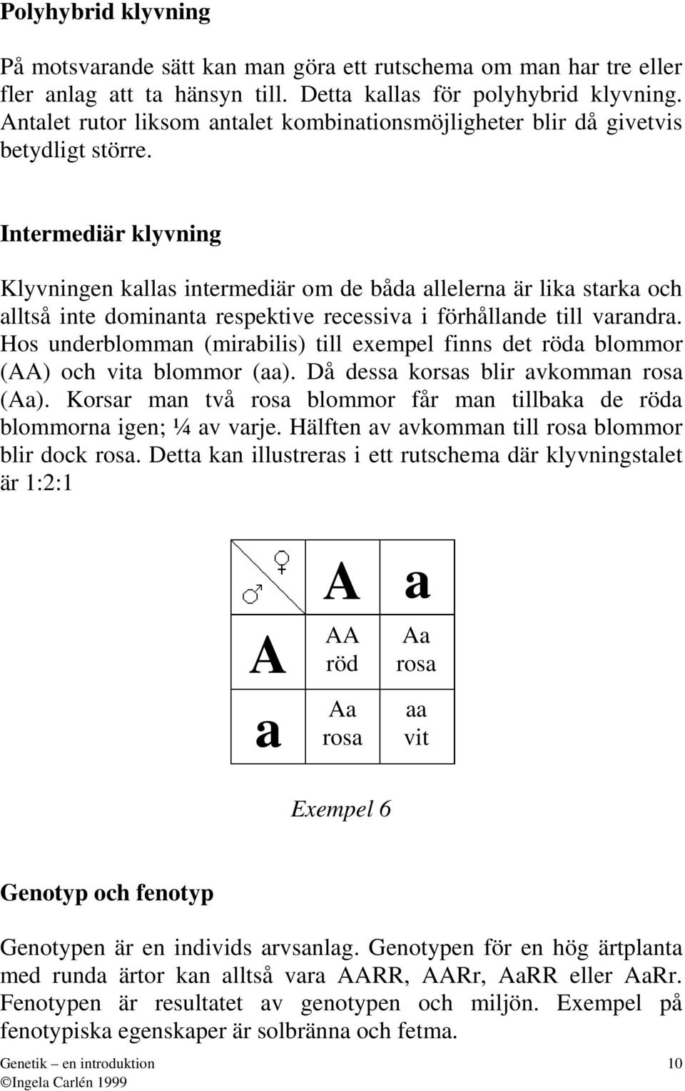 Intermediär klyvning Klyvningen klls intermediär om de båd llelern är lik strk och lltså inte dominnt respektive recessiv i förhållnde till vrndr.