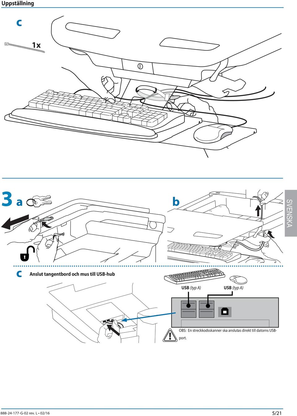 (typ A) USB (typ A) OBS: En