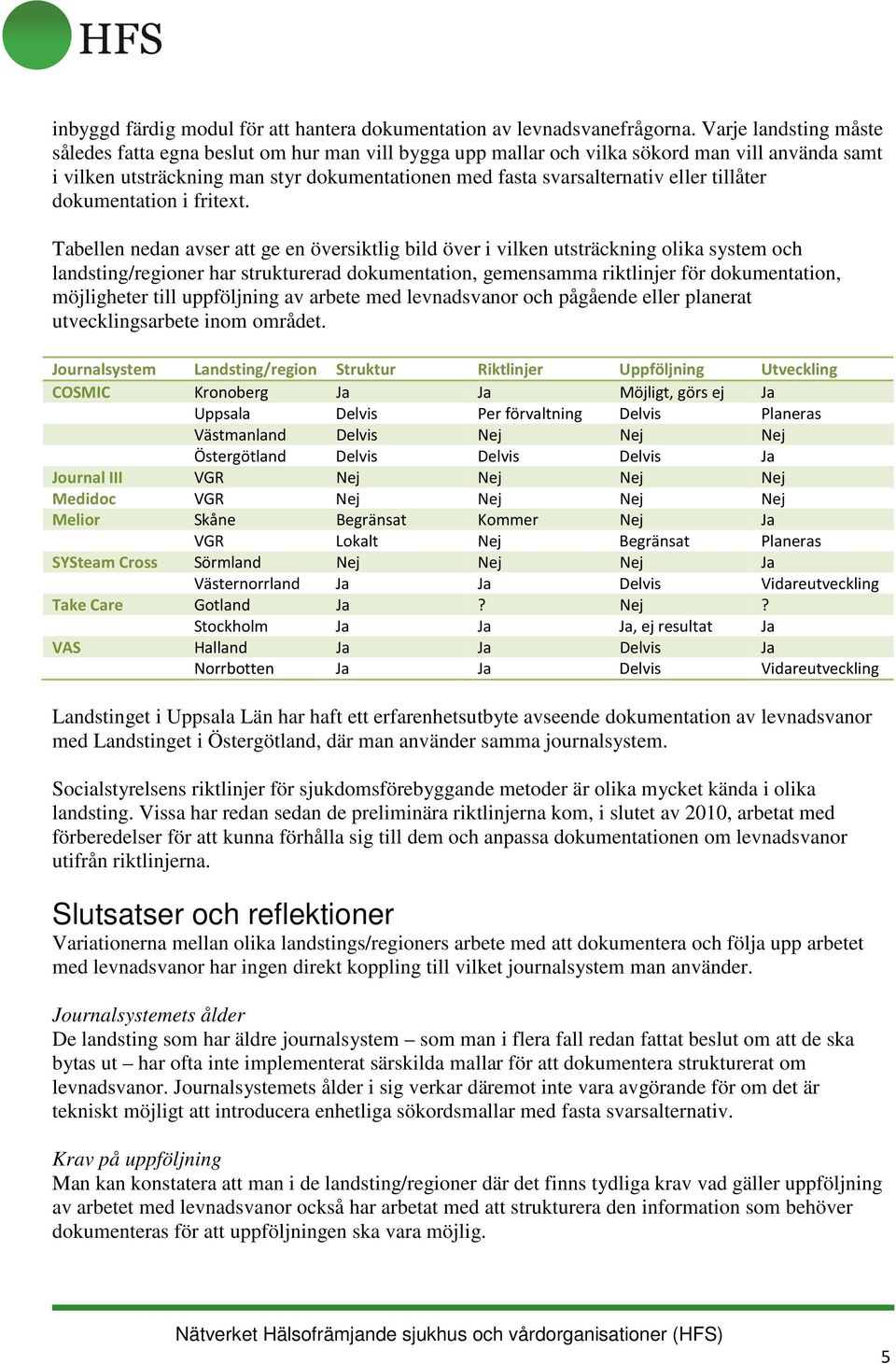 tillåter dokumentation i fritext.