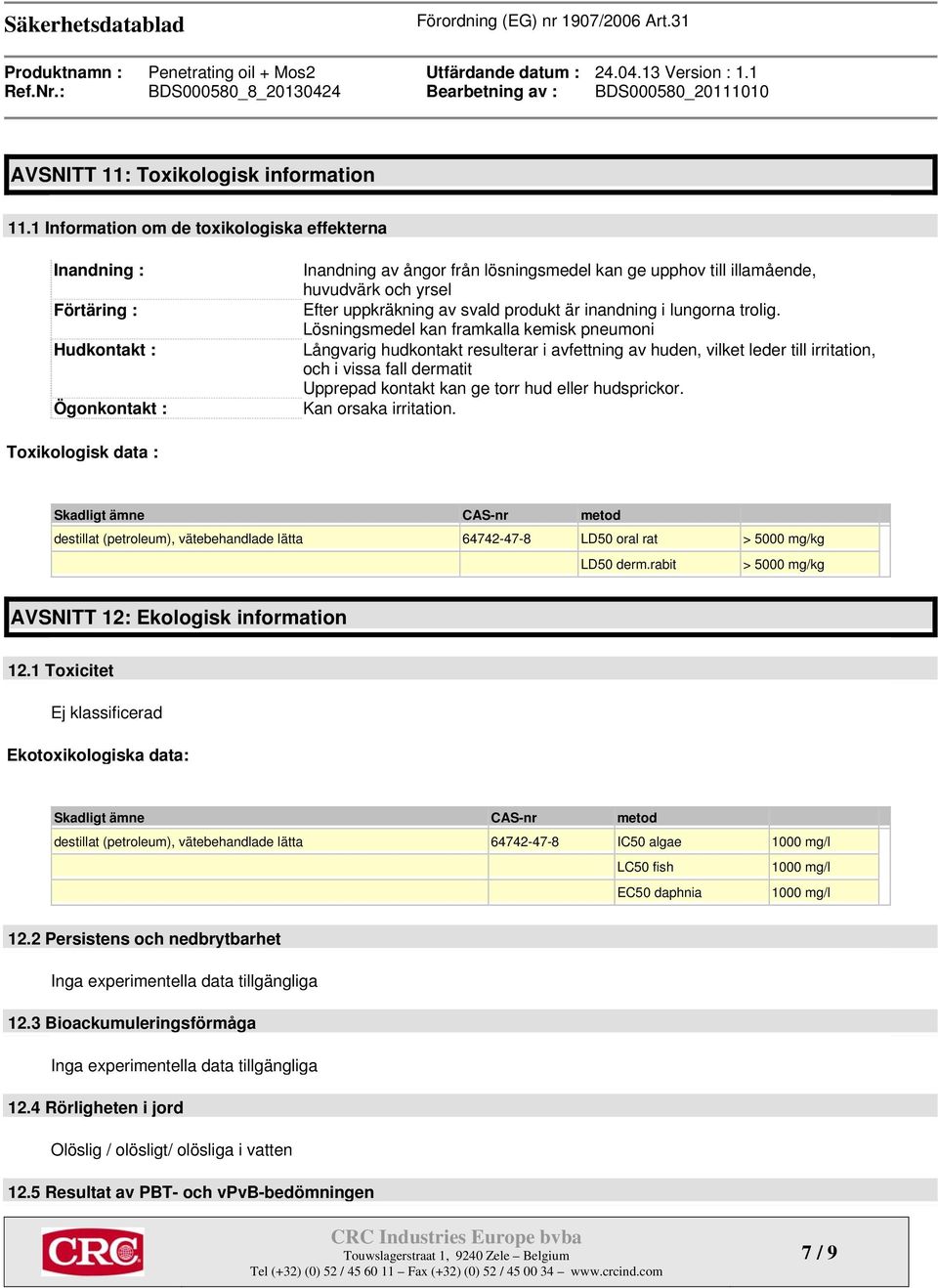 uppkräkning av svald produkt är inandning i lungorna trolig.