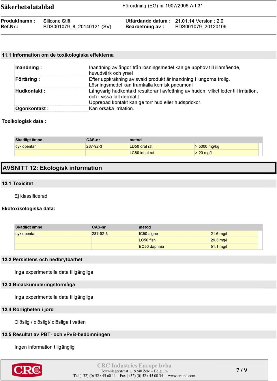 Lösningsmedel kan framkalla kemisk pneumoni Långvarig hudkontakt resulterar i avfettning av huden, vilket leder till irritation, och i vissa fall dermatit Upprepad kontakt kan ge torr hud eller