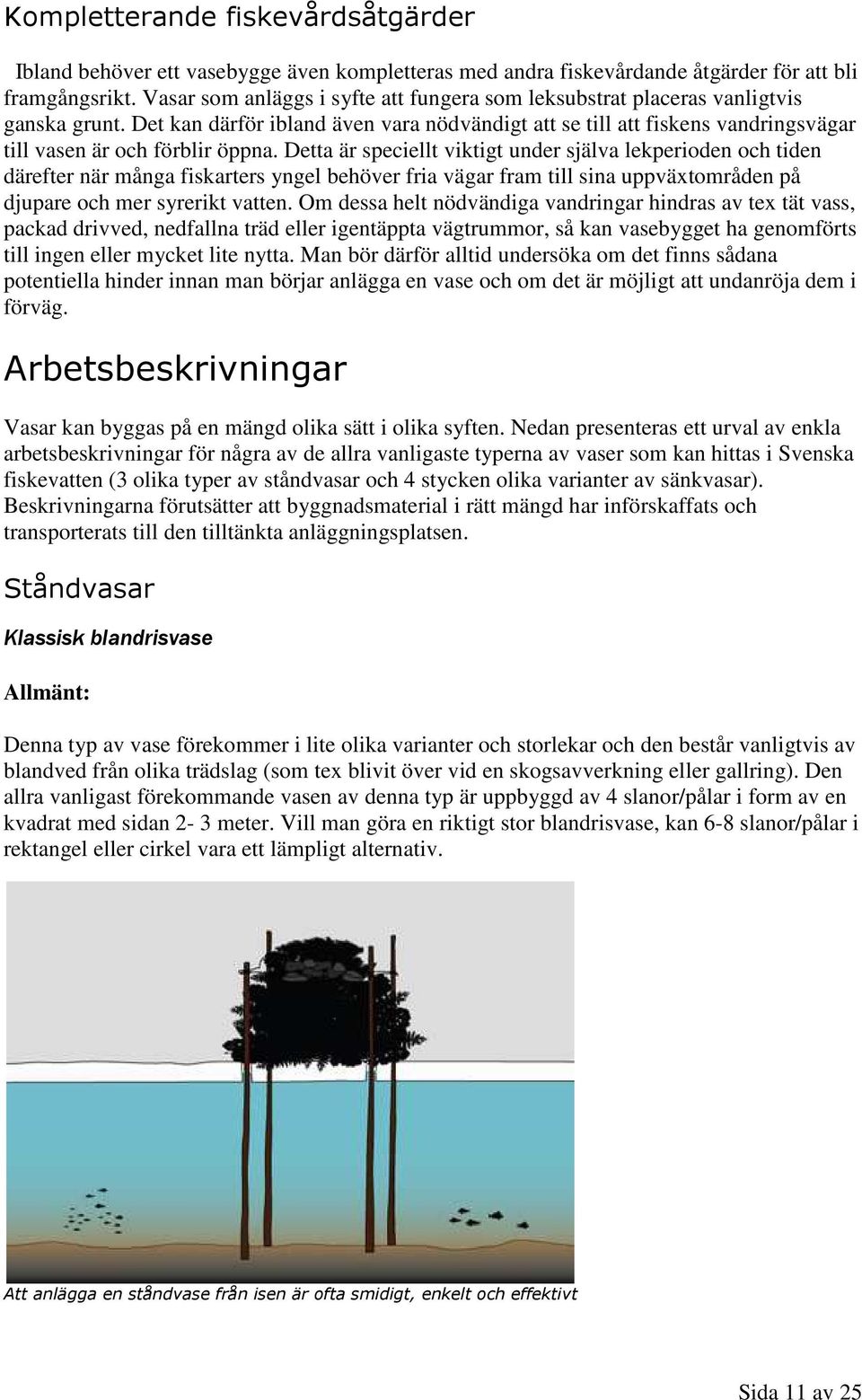 Det kan därför ibland även vara nödvändigt att se till att fiskens vandringsvägar till vasen är och förblir öppna.