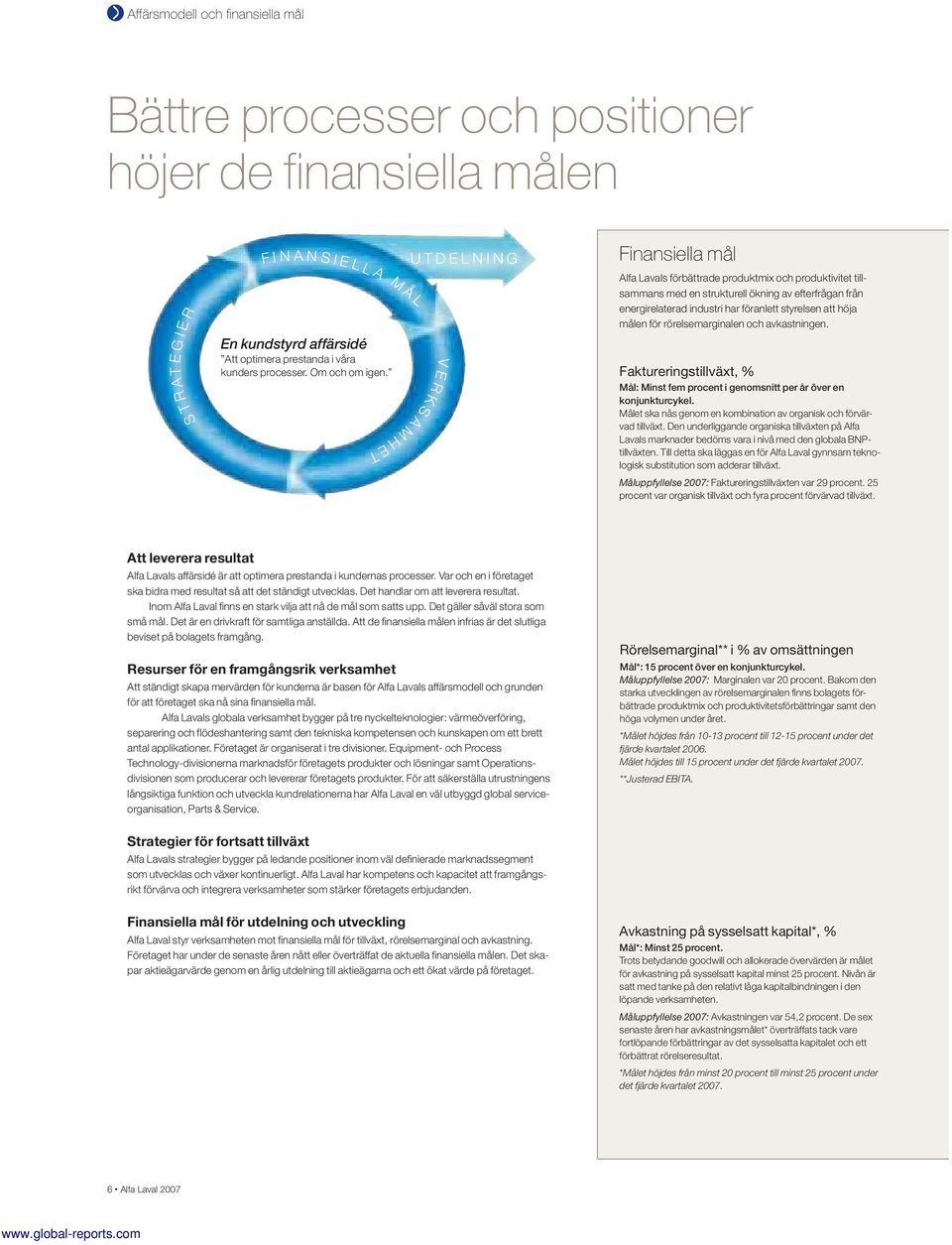 Måluppfyllelse 2007: Att leverera resultat Resurser för en framgångsrik verksamhet Rörelsemarginal** i % av omsättningen Mål*: 15 procent över en konjunkturcykel.