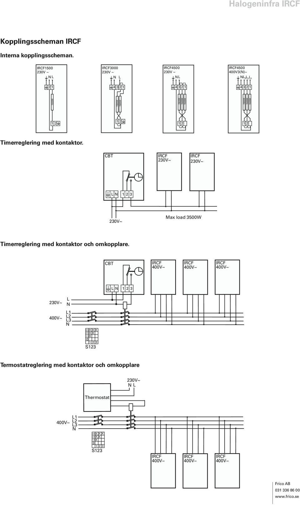 4500 L 4500 CBT 400V3()~ L 3 L 2 L 1 L 1 2 3 Max load 3500W Timerreglering med kontaktor och omkopplare.