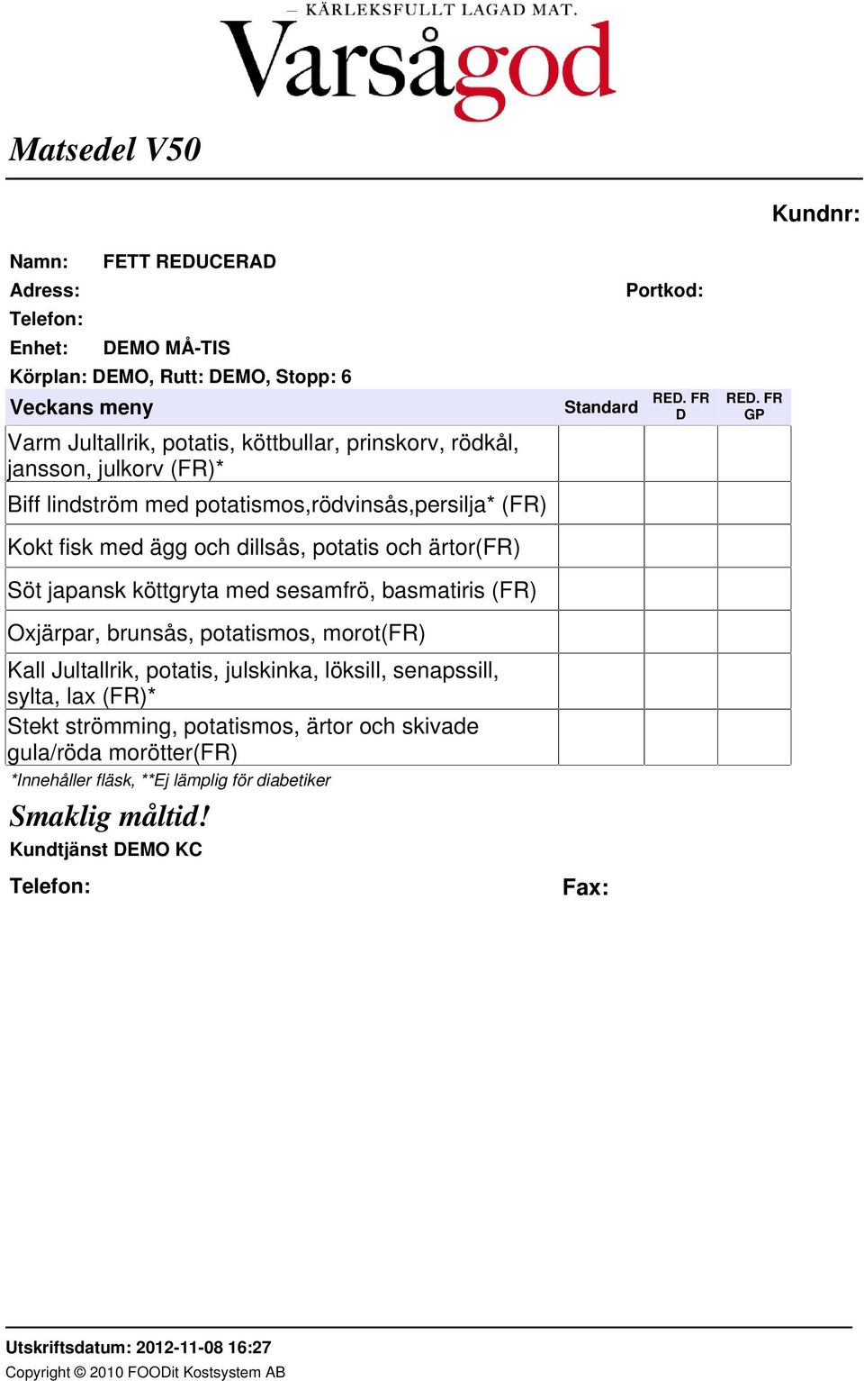 basmatiris (FR) Oxjärpar, brunsås, potatismos, morot(fr) Kall Jultallrik, potatis, julskinka, löksill, senapssill, sylta,