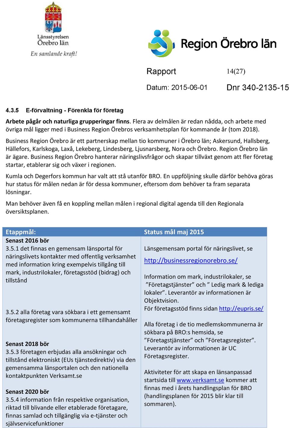 Business Region Örebro är ett partnerskap mellan tio kommuner i Örebro län; Askersund, Hallsberg, Hällefors, Karlskoga, Laxå, Lekeberg, Lindesberg, Ljusnarsberg, Nora och Örebro.