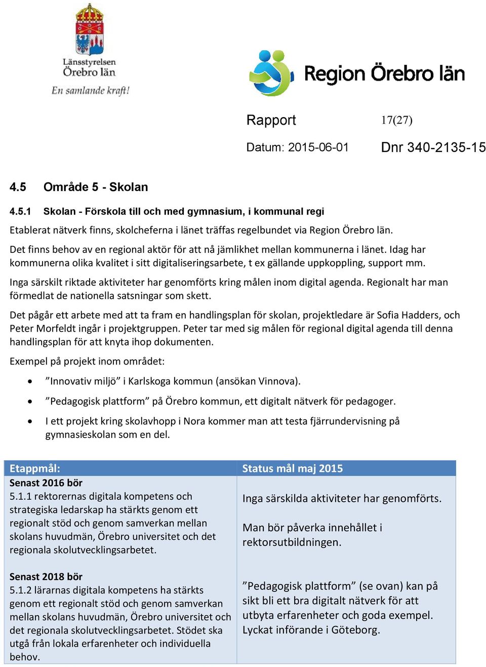 Inga särskilt riktade aktiviteter har genomförts kring målen inom digital agenda. Regionalt har man förmedlat de nationella satsningar som skett.